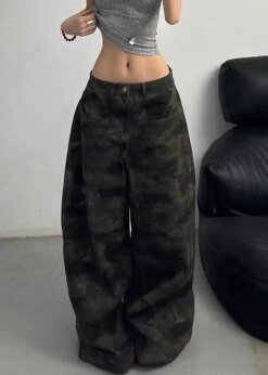 Camouflage High Waist Baggy Jeans BOTTOMS Pants & Jeans