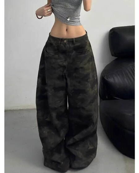 Camouflage High Waist Baggy Jeans BOTTOMS Pants & Jeans