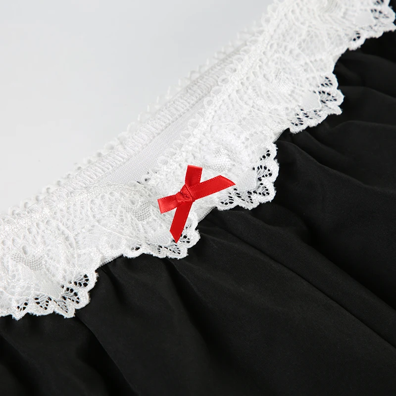 Bow Lace Trim Mid-rise Pants