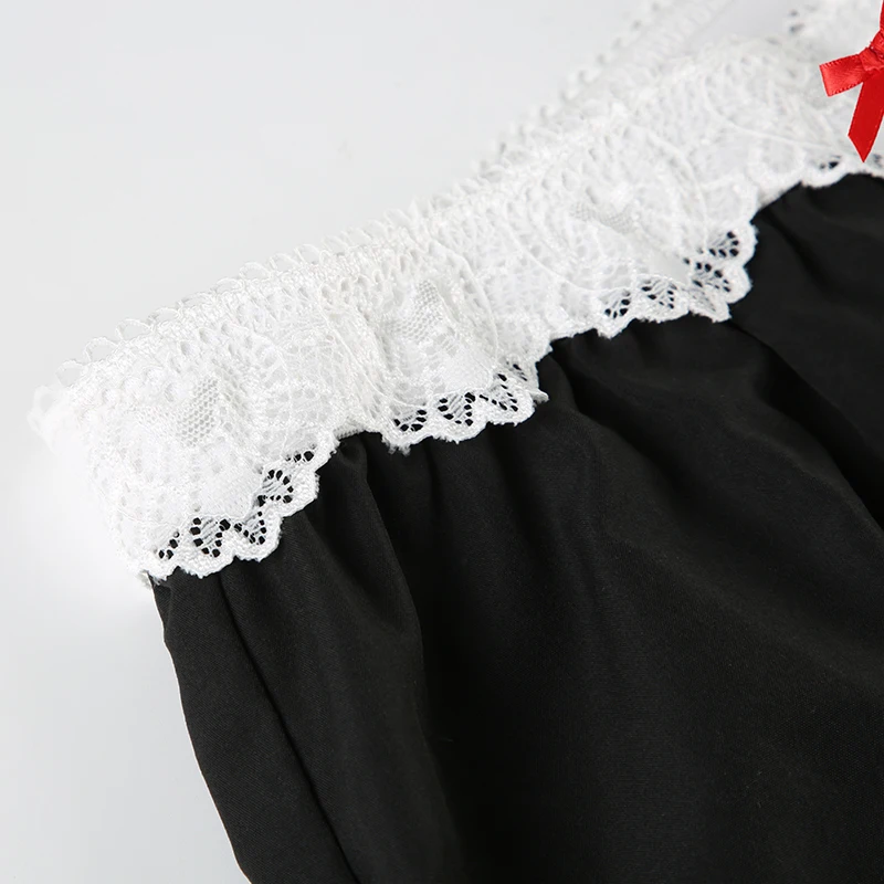 Bow Lace Trim Mid-rise Pants