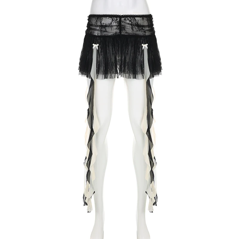 Aesthetic Ruffles Hem Lace Skirt