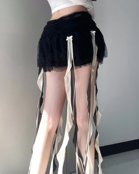 Aesthetic Ruffles Hem Lace Skirt BOTTOMS Skirts 