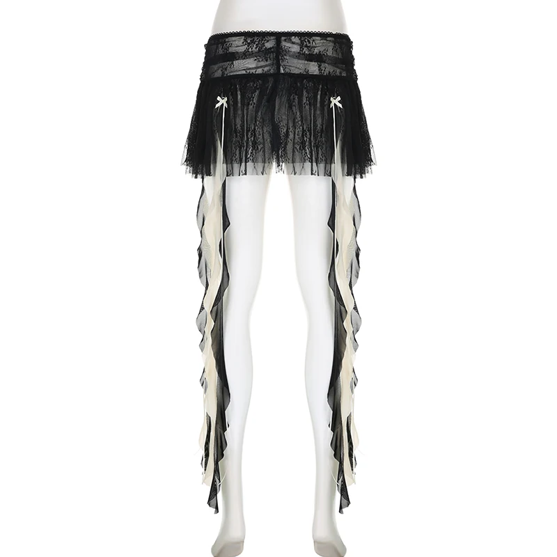 Aesthetic Ruffles Hem Lace Skirt
