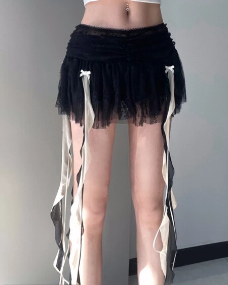 Aesthetic Ruffles Hem Lace Skirt BOTTOMS Skirts 