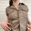 Khaki Safari Shirts with Pocket Blouses & Shirts TOPS 