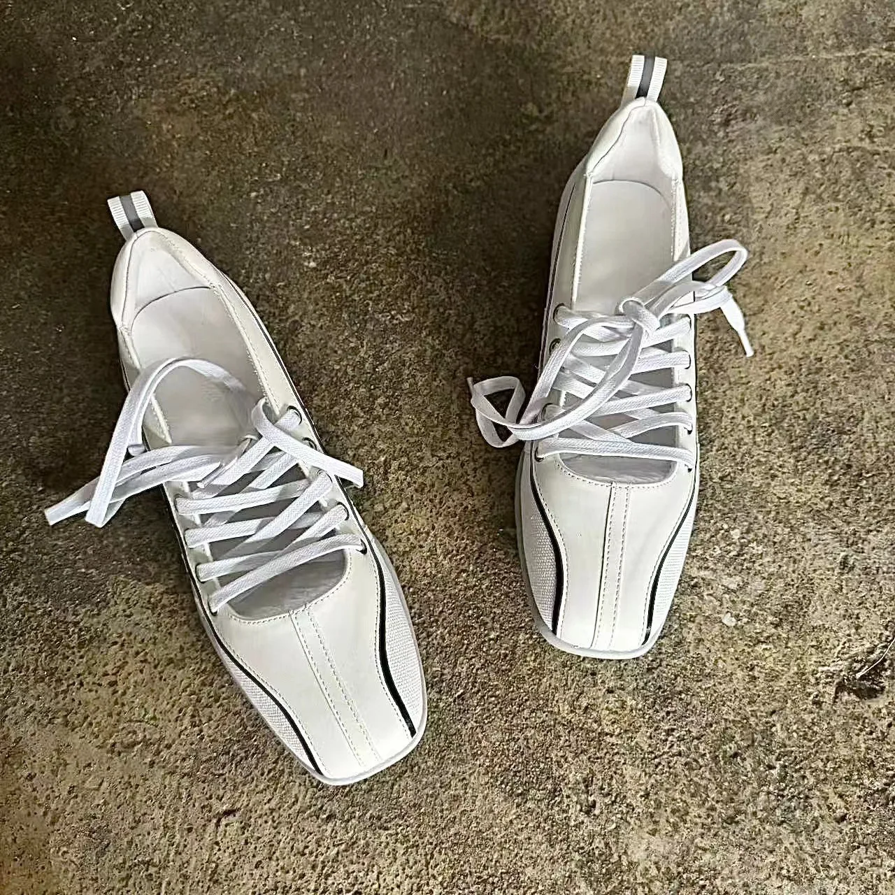 Cross Tied Shallow Patchwork Pumps Square Toe Height Increasing Retro Mary Janes Casual Ballet Shoes Woman 2024 Trend Summer