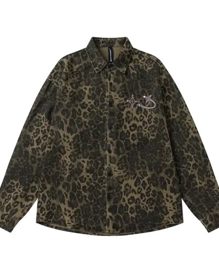 Animal Attraction Leopard Oversized Jacket Blouses & Shirts Outerwear TOPS 