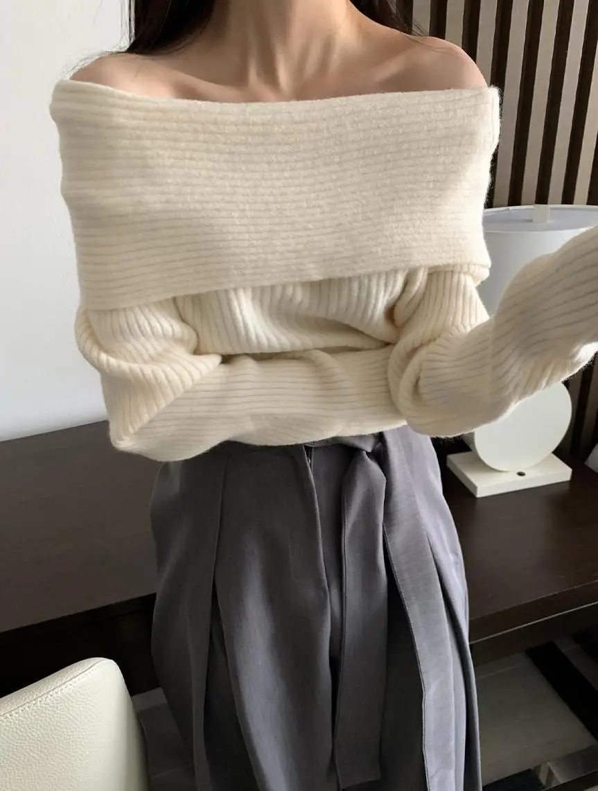 Knitted Off Shoulder Sweater