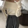 Knitted Off Shoulder Sweater Outerwear Sweaters 