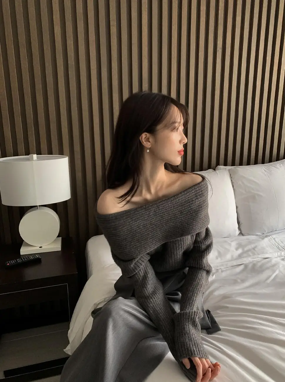 Knitted Off Shoulder Sweater