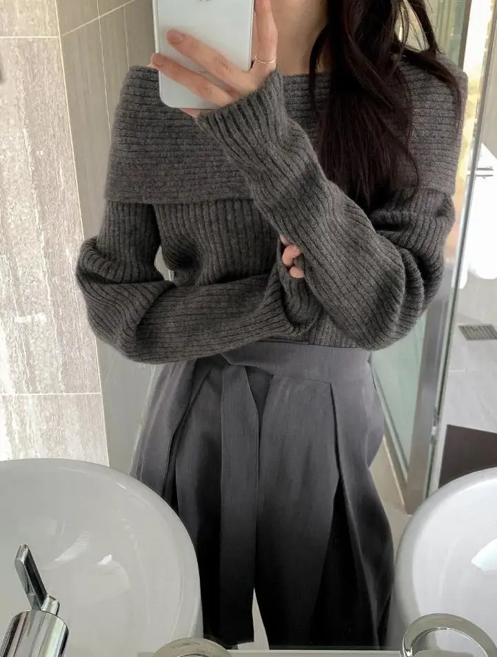 Knitted Off Shoulder Sweater
