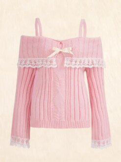 Bow Off Shoulder Knit Sweater Outerwear Sweaters 