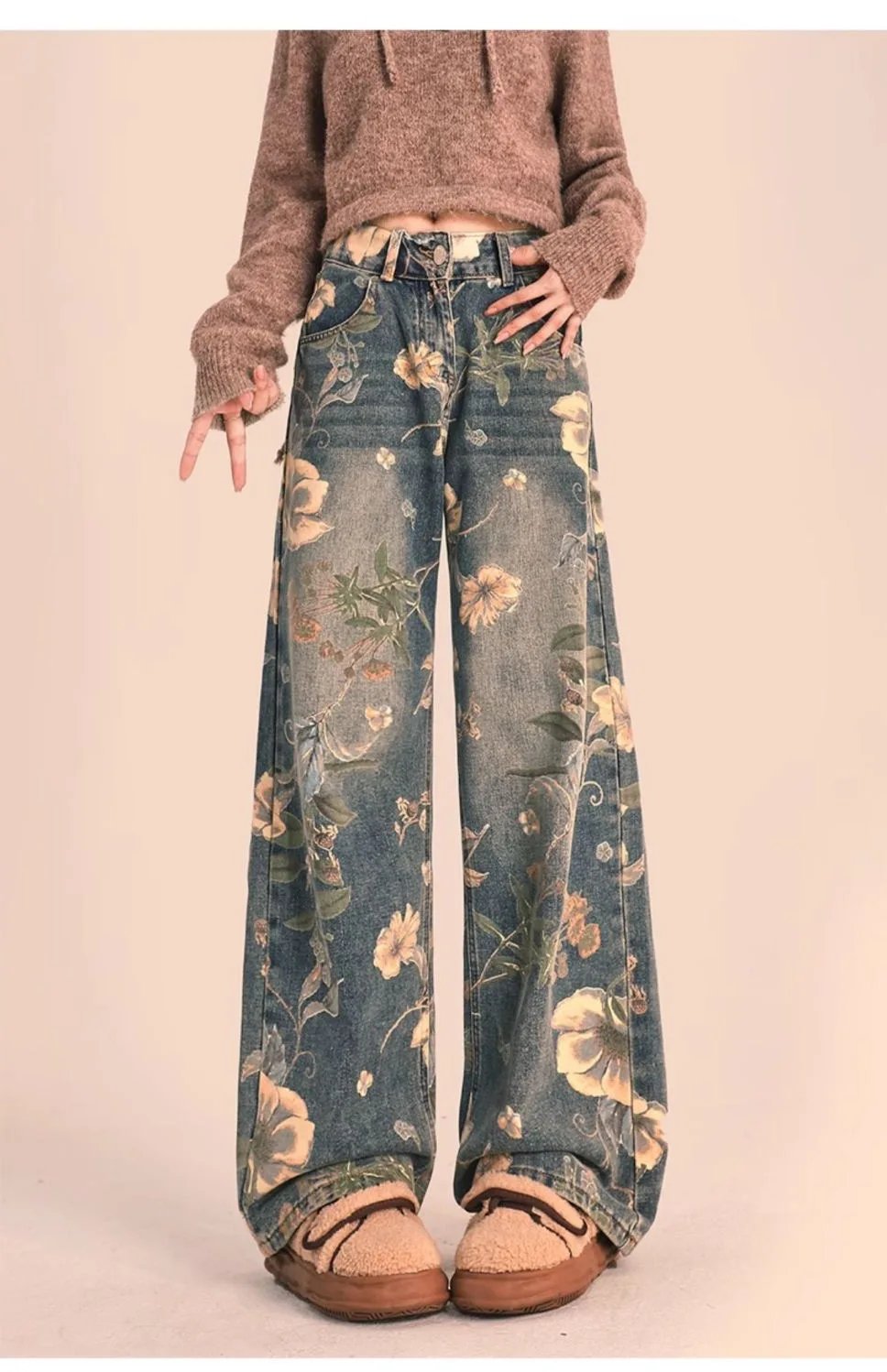 Y2K Floral Printed Jeans Y2K Floral Printed Jeans