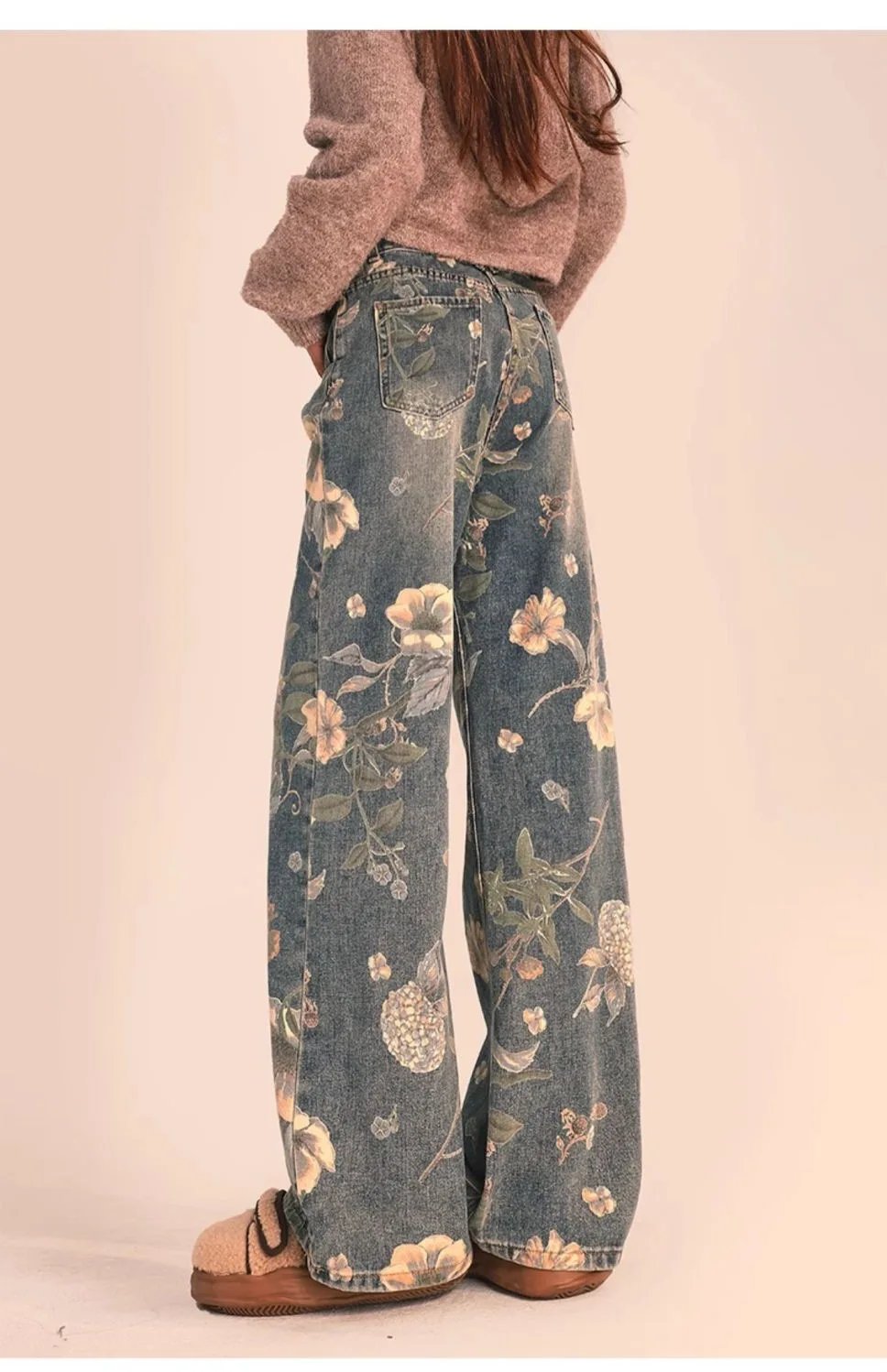 Y2K Floral Printed Jeans Y2K Floral Printed Jeans