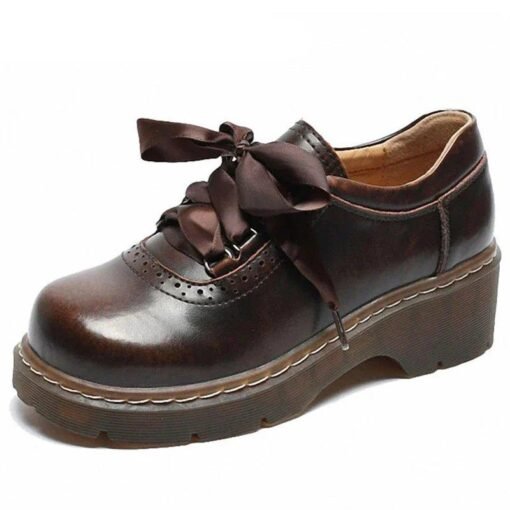 Ribbon Lace Up Oxford Shoes Shoes