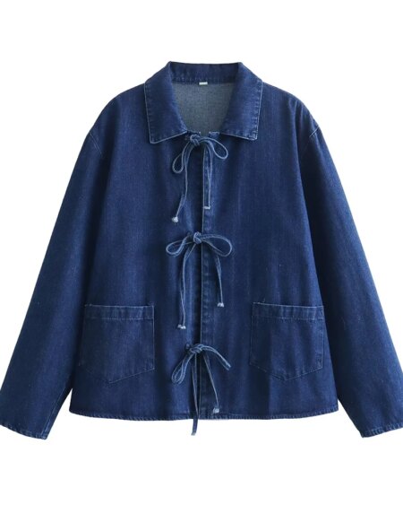 Denim Shirt with Bow Closing Blouses & Shirts TOPS 