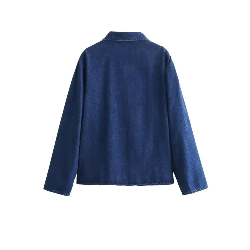 Denim Shirt with Bow Closing