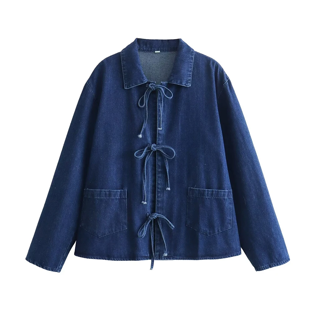 Denim Shirt with Bow Closing