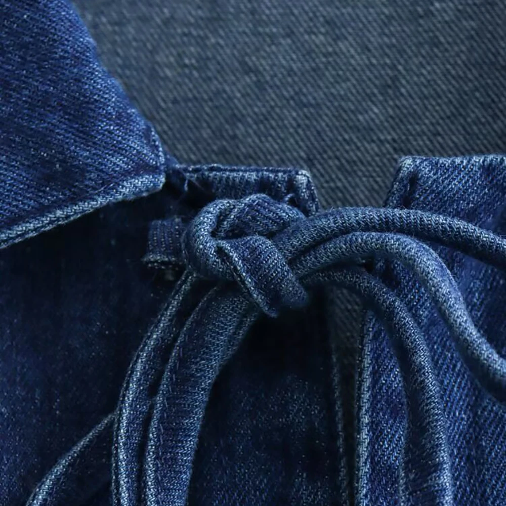 Denim Shirt with Bow Closing