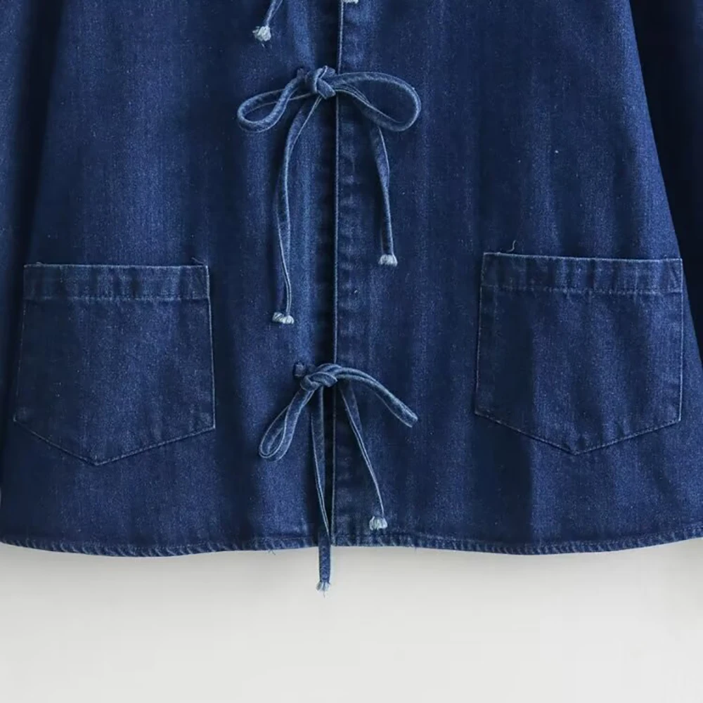 Denim Shirt with Bow Closing