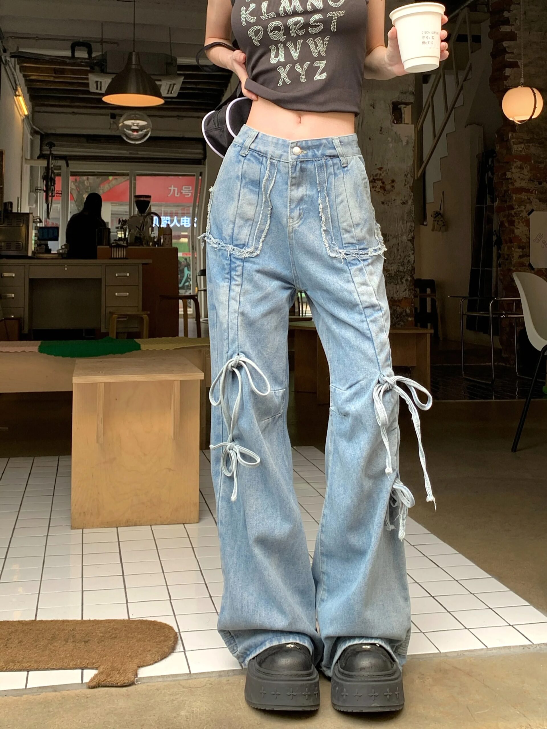 Bow Cargo Baggy Jeans