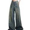 American Y2K Retro Yellow Mud Denim Jeans BOTTOMS Pants & Jeans 