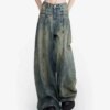 American Y2K Retro Yellow Mud Denim Jeans BOTTOMS Pants & Jeans 