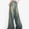 American Y2K Retro Yellow Mud Denim Jeans BOTTOMS Pants & Jeans 