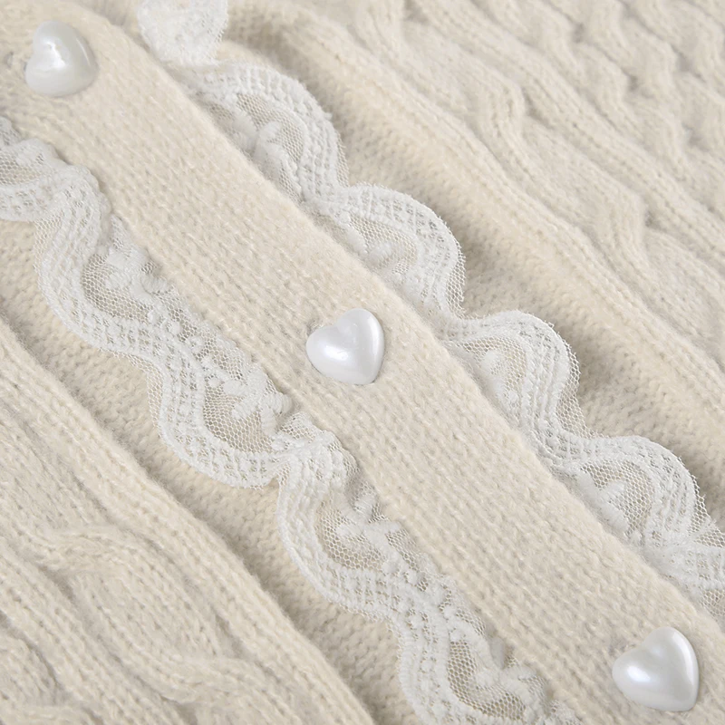 Knitting Bow Pockets Sweater Cardigan