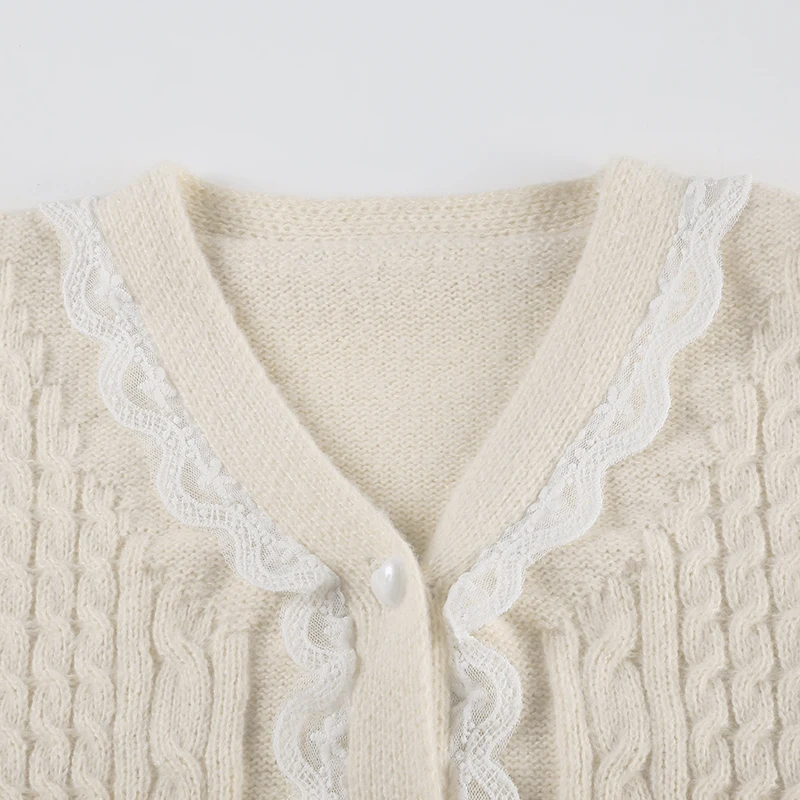 Knitting Bow Pockets Sweater Cardigan