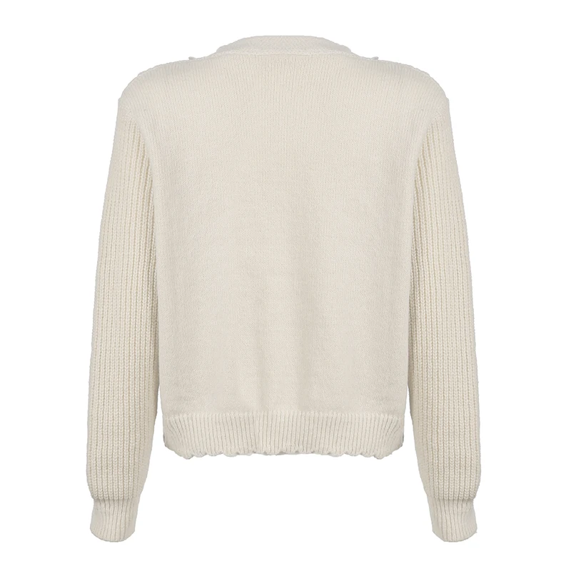 Knitting Bow Pockets Sweater Cardigan