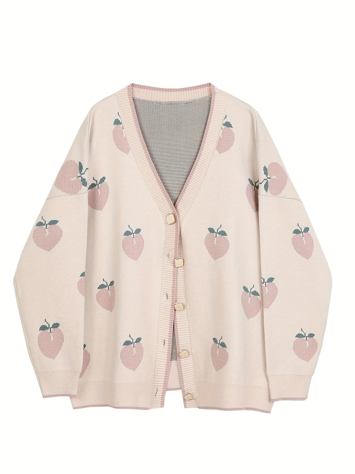 Peach Graphic Knit Cardigan
