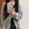 Cozy Bows Gray Knitted Cardigans cardigans Outerwear Sweaters 