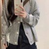 Cozy Bows Gray Knitted Cardigans cardigans Outerwear Sweaters 