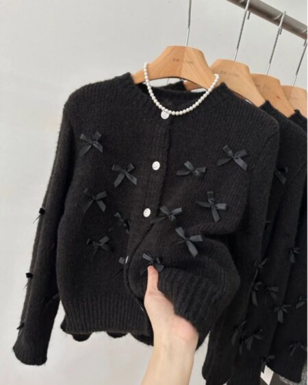 Sweet Bow Sweater Cardigan cardigans Outerwear Sweaters 