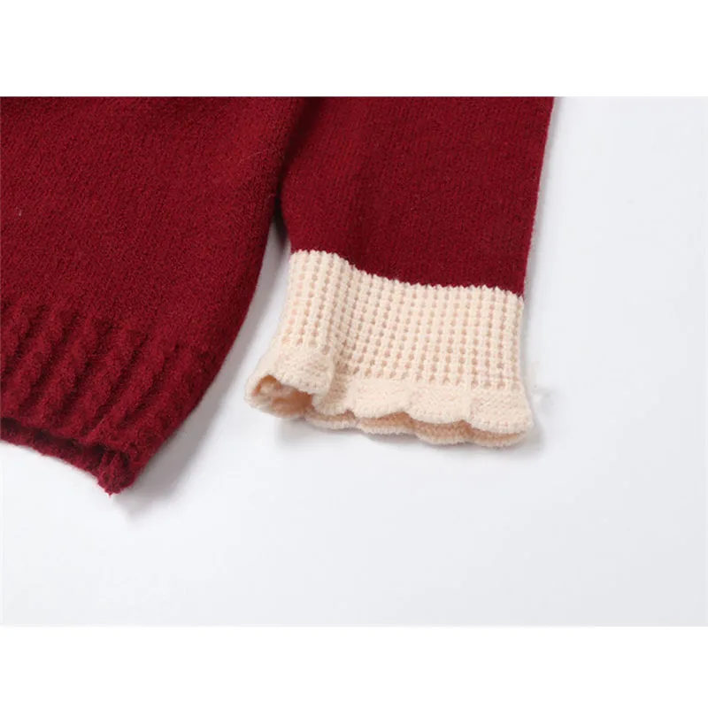 doll collar red sweater