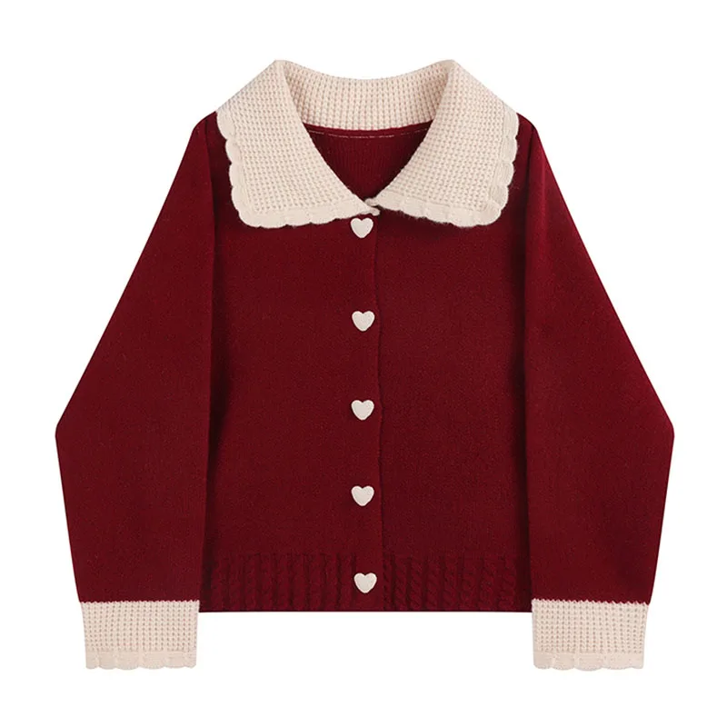 doll collar red sweater