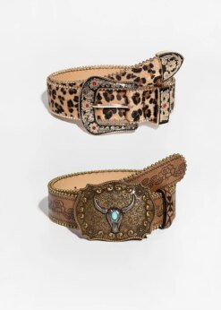 Leopard Carved Gemstone Buckle BELTS ACCESSORIES