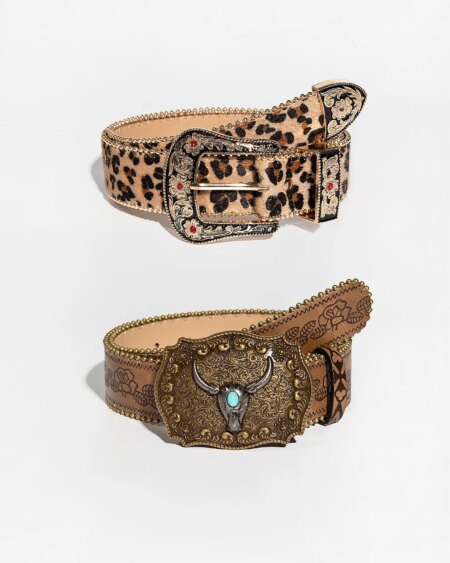 Leopard Carved Gemstone Buckle BELTS ACCESSORIES