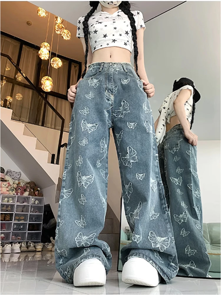 Butterfly Aesthetic Wide Leg Jeans