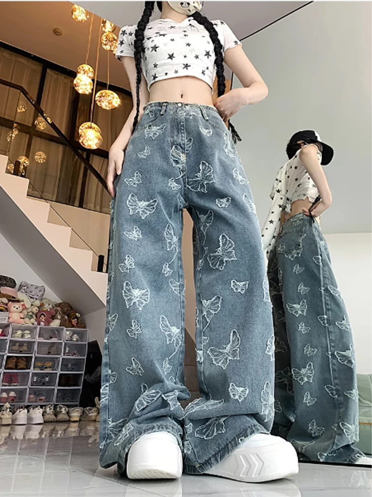 Butterfly Aesthetic Wide Leg Jeans