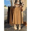 Vintage Belt Corduroy Midi Skirt BOTTOMS Skirts 