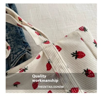 Strawberries Corduroy tote Bag