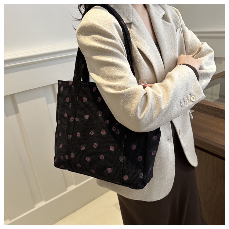 Strawberries Corduroy tote Bag