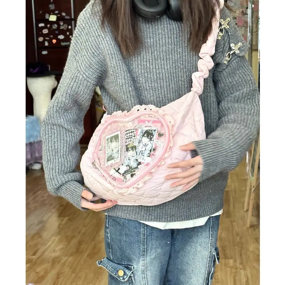 Pleated Love Heart Lolita Jk Ita Bag