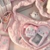 Pleated Love Heart Lolita Jk Ita Bag