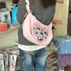 Pleated Love Heart Lolita Jk Ita Bag