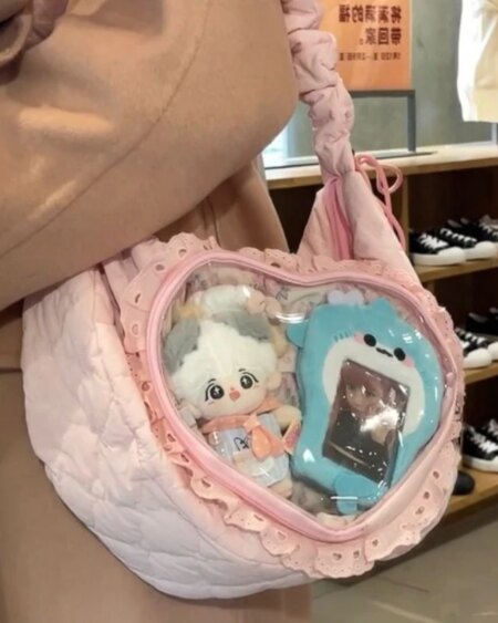 Pleated Love Heart Lolita Jk Ita Bag