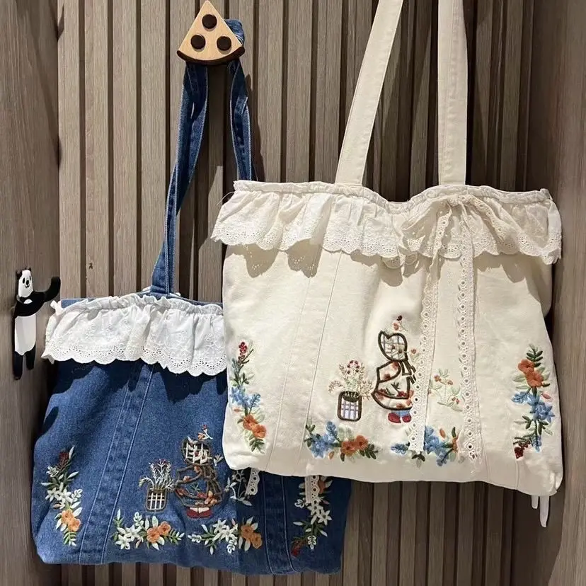 Blue Denim Aesthetic Literary Tote Bag