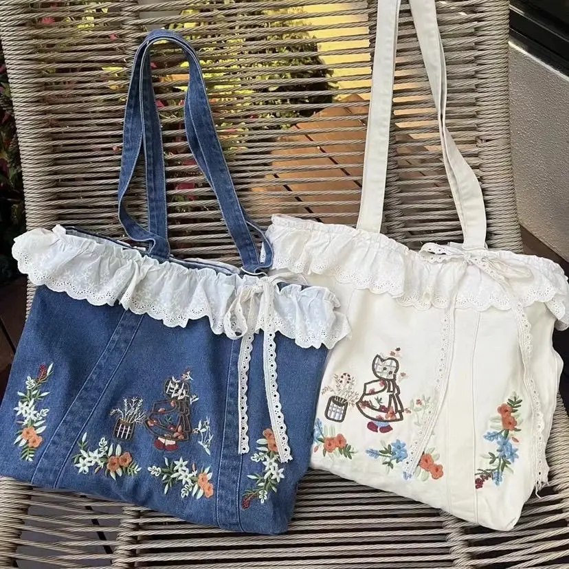 Blue Denim Aesthetic Literary Tote Bag